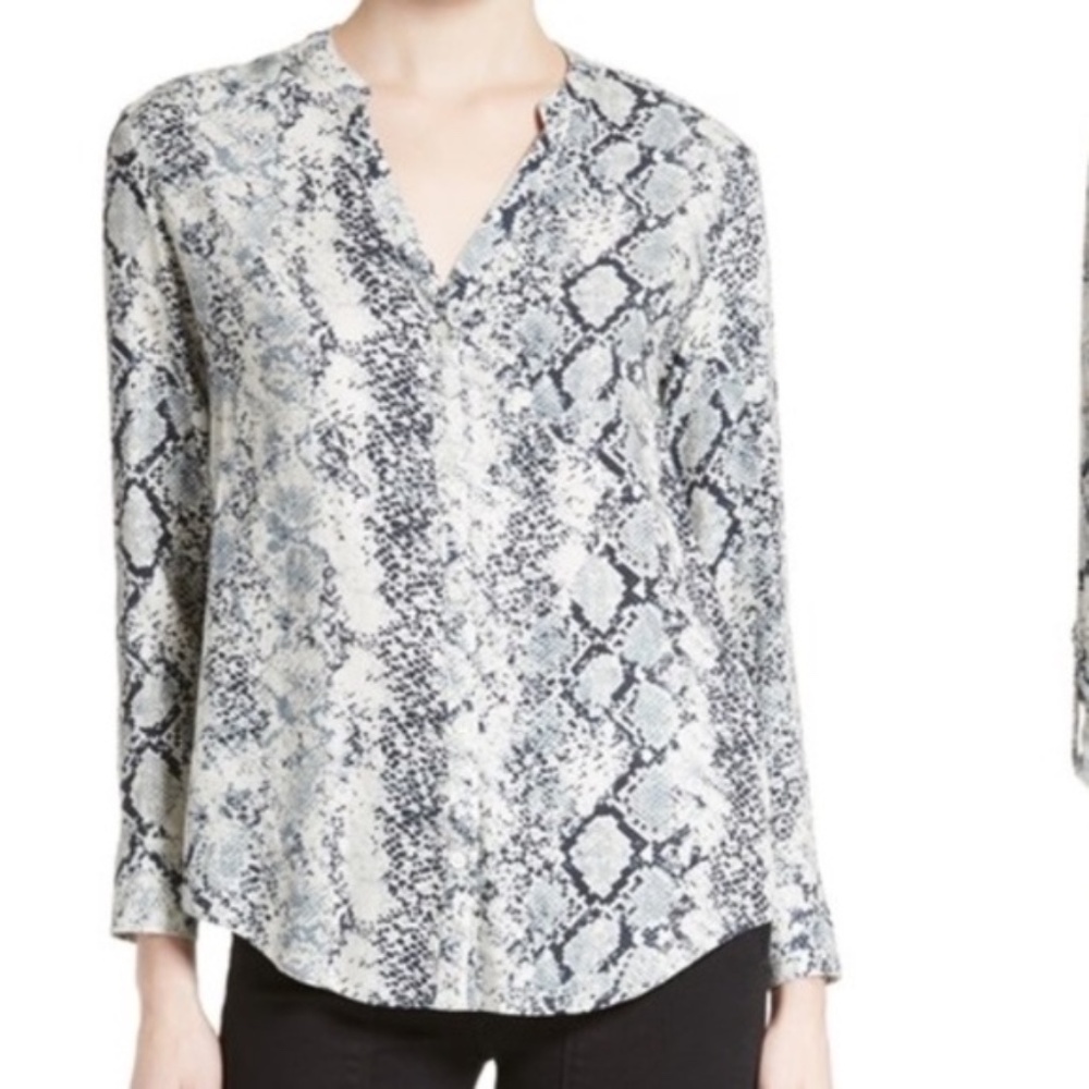 Soft Joie Dane Snake Print Button Front Blouse S - image 2